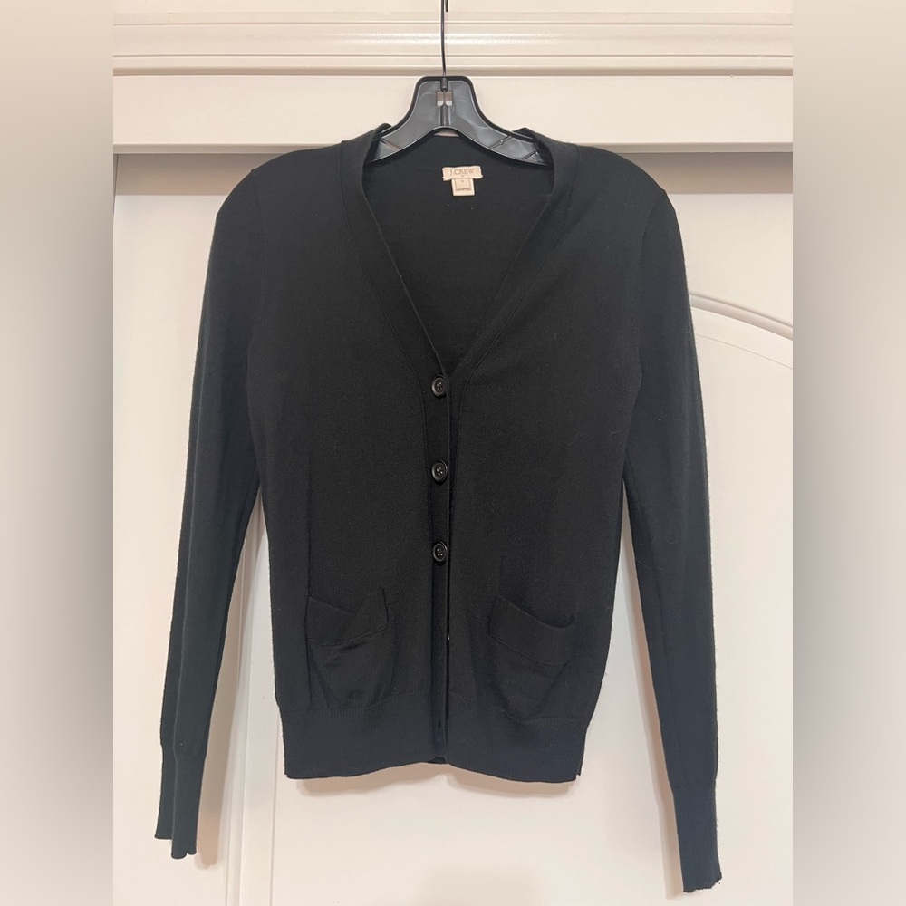 J. Crew Black Wool Cardigan Sweater